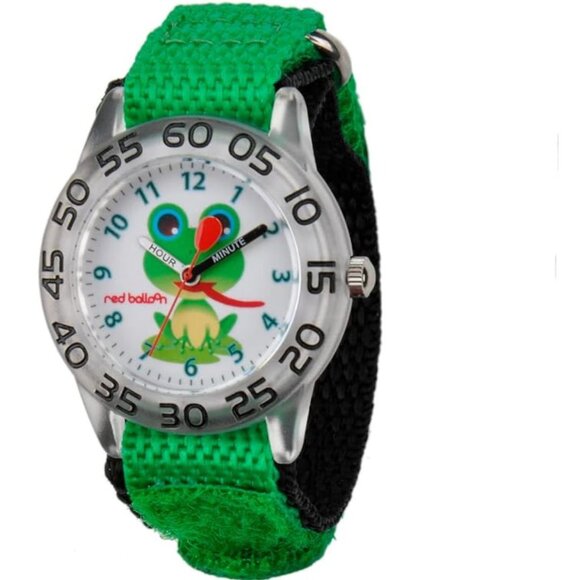 NWT - Red Balloon Kids' W001474 Plastic Analog Display Quartz Green Nylon Strap - Picture 1 of 10